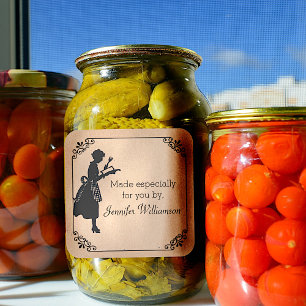 Vintag Inspiriert Zuhause-Etikett Quadratischer Aufkleber