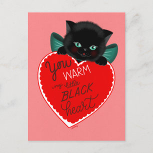 Vintag Inspirierte Black Cat Valentinstag Card  Postkarte