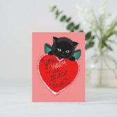 Vintag Inspirierte Black Cat Valentinstag Card Postkarte (Stehend Vorderseite)
