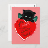 Vintag Inspirierte Black Cat Valentinstag Card Postkarte (Vorne/Hinten)