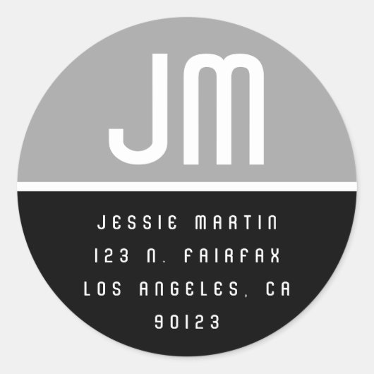 Vintag Inspirierte graue und weiße Rücksendeadress Runder Aufkleber (Vorderseite)