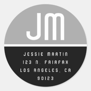 Vintag Inspirierte graue und weiße Rücksendeadress Runder Aufkleber