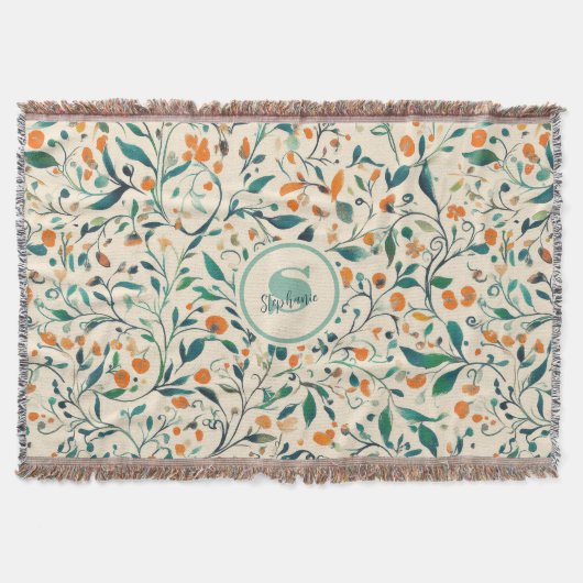Vintag-Inspiriertes Paisley Leaf-Muster (3) Decke (Vorderseite)