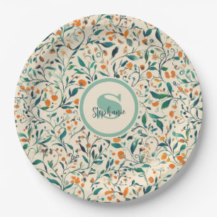 Vintag-Inspiriertes Paisley Leaf-Muster (3) Pappteller