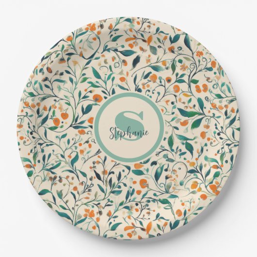 Vintag-Inspiriertes Paisley Leaf-Muster (3) Pappteller (Vorderseite)