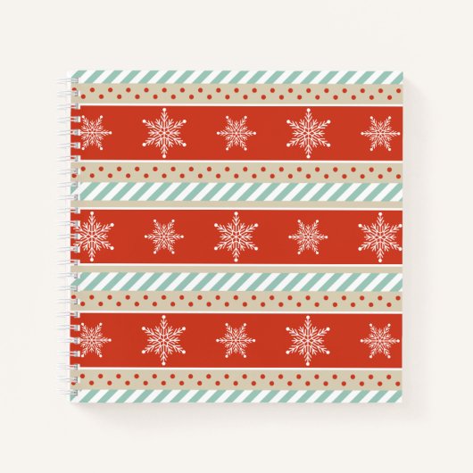 Vintag Inspiriertes Red Stripe Snowflakes Muster Notizblock (Vorderseite)