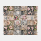 Vintag Inspiriertes rosa Blumenmuster Quiltmuster Fleecedecke (Vorderseite (Horizontal))