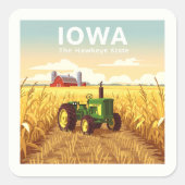 Vintag Iowa Quadratischer Aufkleber (Vorderseite)