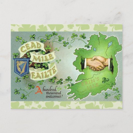 Vintag Ireland St. Patrick's Day Postkarte (Vorderseite)