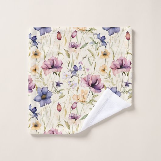 Vintag Iris Blume Muster Badhandtuch Set (Waschlappen)