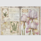 Vintag Iris & Fern Botanische Dekoupage Ephemera Seidenpapier (Vorderseite)