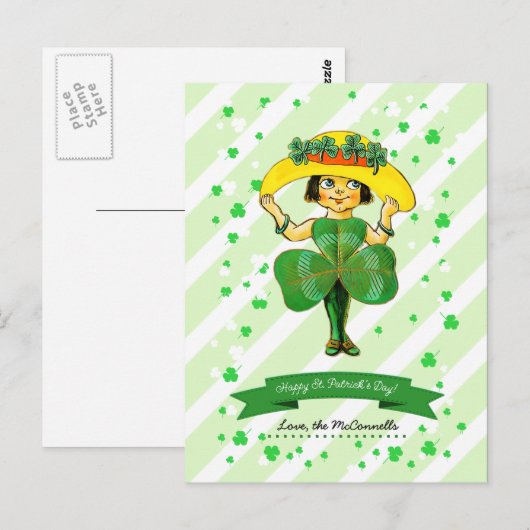 Vintag Irish Girl Individuelle Name St. Patrick's  Postkarte (Vorne/Hinten)