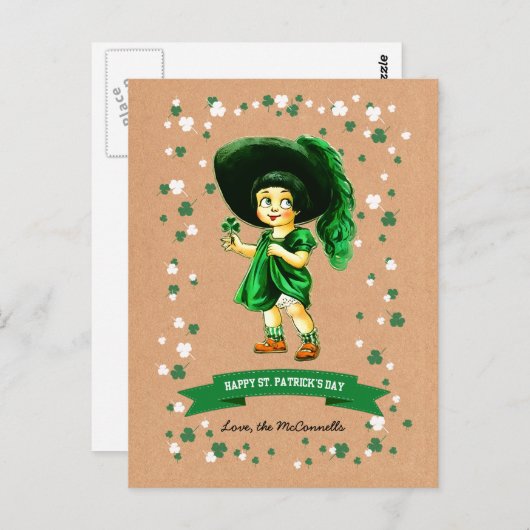Vintag Irish Girl Individuelle Name St. Patrick's  Postkarte (Vorne/Hinten)