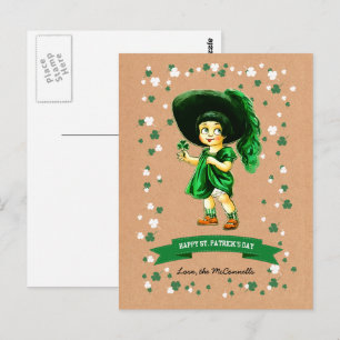Vintag Irish Girl Individuelle Name St. Patrick's Postkarte