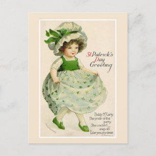 Vintag Irish Girl St. Patrick's Day Feiertagspostkarte