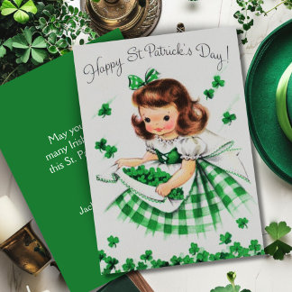 Vintag Irish Lassie Custom Retro St Patrick's Day Feiertagskarte