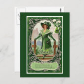 Vintag Irish Women St. Patrick's Day Green Postkarte (Vorne/Hinten)