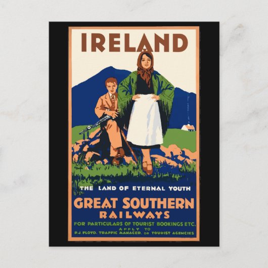 Vintag Irland Reiseplakat, Postkarte (Vorderseite)