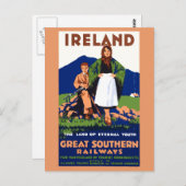 Vintag Irland Reiseplakat Postkarte (Vorne/Hinten)