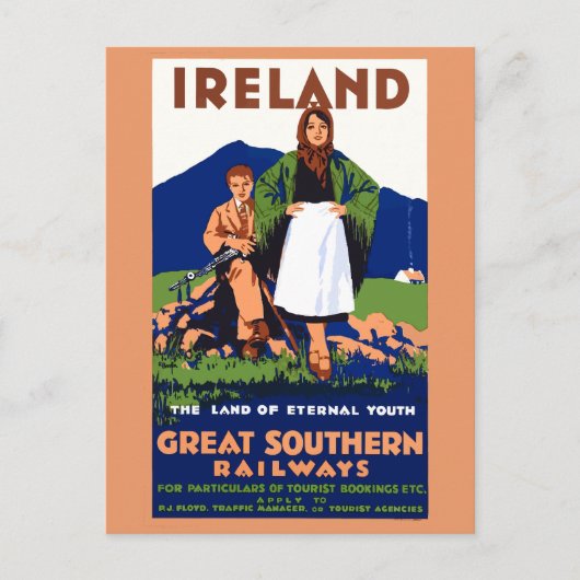Vintag Irland Reiseplakat Postkarte (Vorderseite)