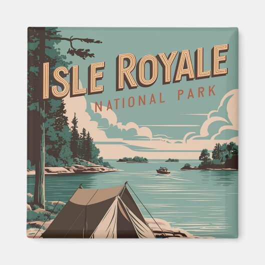 Vintag Isle Royale Nationalpark Camping Magnet (Vorne)