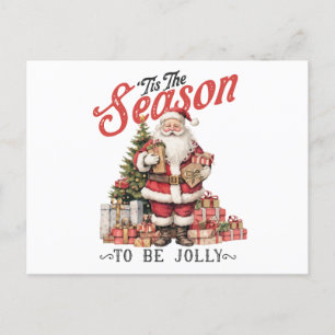 Vintag ist die Jahreszeit, um Jolly Santa Claus zu Postkarte