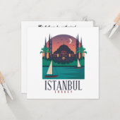 Vintag Istanbul Türkei Skyline Grußkarte Karte (Vorderseite/Rückseite Beispiel)