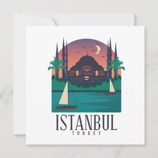 Vintag Istanbul Türkei Skyline Grußkarte Karte (Vorderseite)