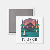 Vintag Istanbul Türkei Skyline Magnet (Vorderseite/Rückseite)