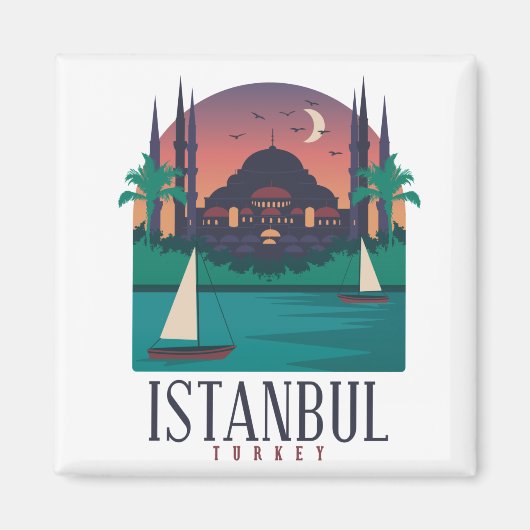 Vintag Istanbul Türkei Skyline Magnet (Vorne)