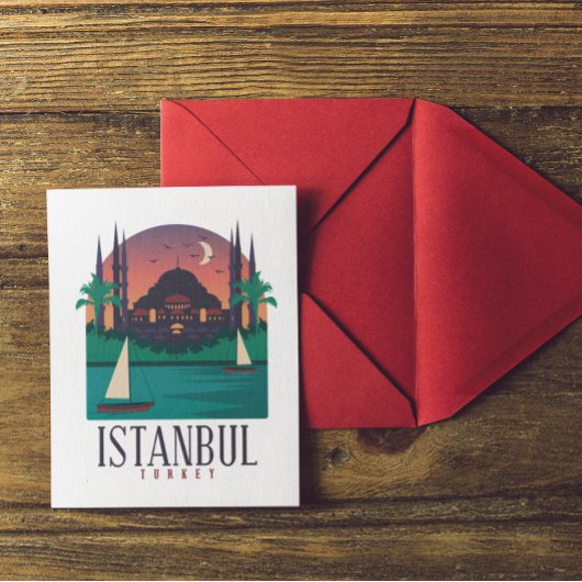 Vintag Istanbul Türkei Skyline Postkarte