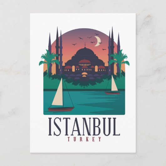 Vintag Istanbul Türkei Skyline Postkarte (Vorderseite)