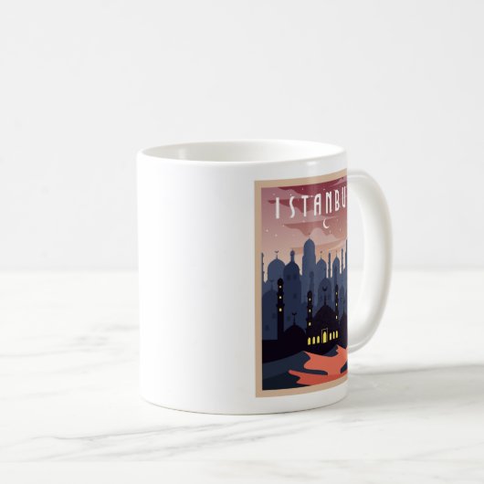 Vintag Istanbul Türkei Stadtbild Crescent Kaffeetasse (VorderseiteRechts)