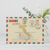 Vintag Italien Luftpost | Hochzeitsstift Einladung (Stehend Vorderseite)