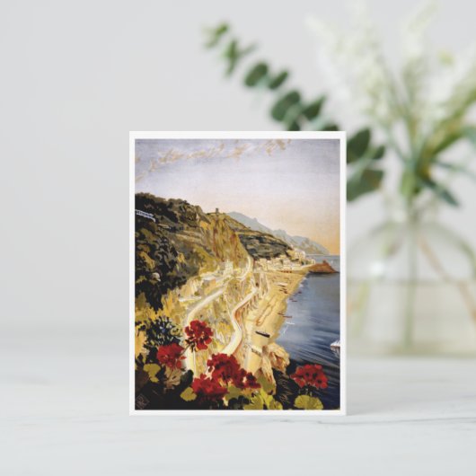 Vintag Italien Reiseplakat Postkarte (Stehend Vorderseite)