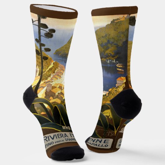 Vintag Italy Travel custom monogram Socken (Gewinkelt)