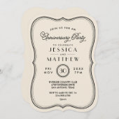 Vintag Ivory Art Deco Jubiläum Party Einladung (Vorne/Hinten)