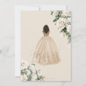 Vintag Ivory Champagne Blumenkleid Quinceanera Einladung (Rückseite)
