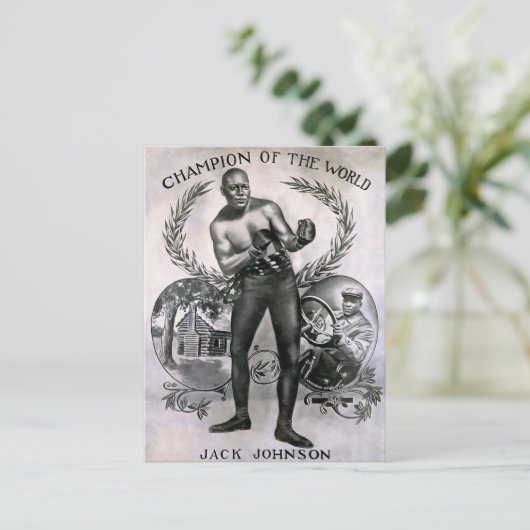 Vintag Jack Johnson Postkarte (Stehend Vorderseite)