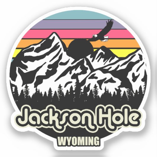 Vintag Jackson Hole Wyoming Aufkleber (Vorderseite)