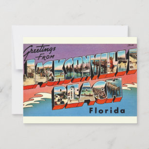Vintag Jacksonville Beach Florida Postkarte
