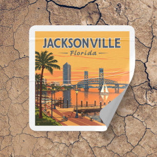 Vintag Jacksonville Florida Quadratischer Aufkleber