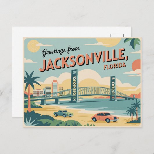 Vintag Jacksonville Postcard | Grüße aus Postkarte (Vorne/Hinten)