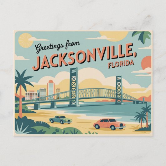 Vintag Jacksonville Postcard | Grüße aus Postkarte (Vorderseite)
