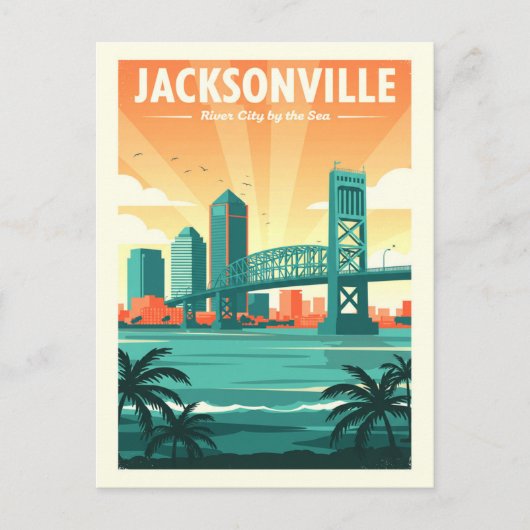 Vintag Jacksonville Postkarte (Vorderseite)