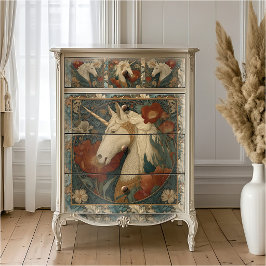 Vintag Jade Floral William Morris Style Unicorn Seidenpapier