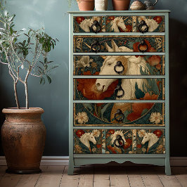 Vintag Jade Floral William Morris Style Unicorn Seidenpapier