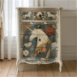 Vintag Jade Red Floral Unicorn Botanical Seidenpapier