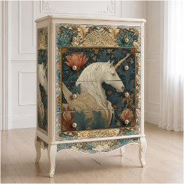 Vintag Jade Red William Morris Inspiriert Unicorn Seidenpapier
