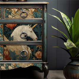 Vintag Jade Red William Morris Inspiriert Unicorn Seidenpapier